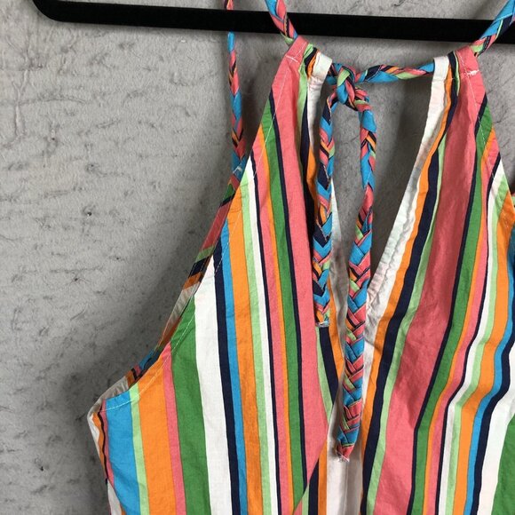 Red Camel Top Womens Large Rainbow Stripes Halter Babydoll Y2K Retro Summer - Picture 12 of 16